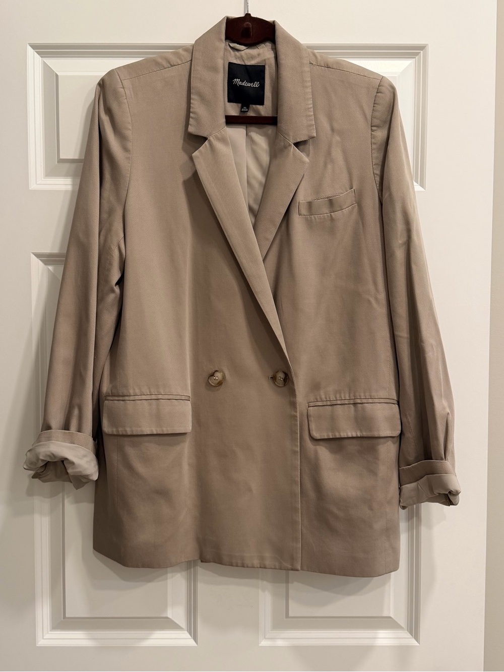 Madewell Beige Double-Breasted Oversized Blazer